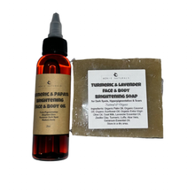 Load image into Gallery viewer, Turmeric Brightening Soap &amp; Brightening Oil duo